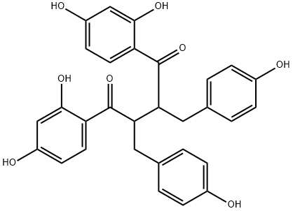 1,4-Bis(2,4-dihydroxyphenyl)-2,3-bis[(4-hydroxyphenyl)methyl]-1,4-butanedione Structure