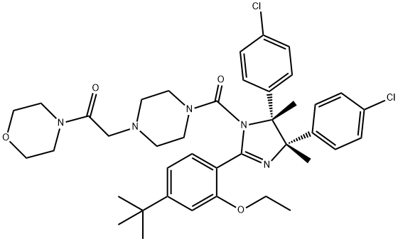 2-[4-[[(4S,5R)-4,5-bis(4-chlorophenyl)-2-[4-(1,1-dimethylethyl)-2-ethoxyphenyl]-4,5-dihydro-4,5-dimethyl-1H-imidazol-1-yl]carbonyl]-1-piperazinyl]-1-(4-morpholinyl)Ethanone Structure