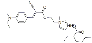 1-[2-[[2-cyano-3-[4-(diethylamino)phenyl]acryloyl]oxy]ethyl]-1-methyl-1H-imidazolium 2-ethylhexanoate Structure