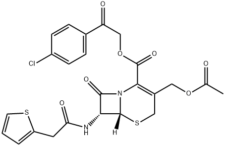 2-(p-chlorophenyl)-2-oxoethyl (6R-trans)-3-(acetoxymethyl)-8-oxo-7-(2-thienylacetamido)-5-thia-1-azabicyclo[4.2.0]oct-2-ene-2-carboxylate Structure
