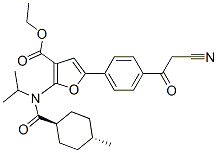 3-Furancarboxylic  acid,  5-[4-(2-cyanoacetyl)phenyl]-2-[[(trans-4-methylcyclohexyl)carbonyl](1-methylethyl)amino]-,  ethyl  ester Structure