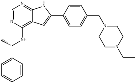 6-[4-[(4-Ethyl-1-piperazinyl)methyl]phenyl]-N-[(1S)-1-phenylethyl]-7H-pyrrolo[2,3-d]pyrimidin-4-amine Structure