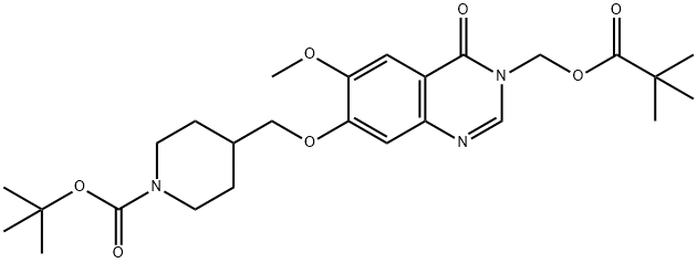 7-(N-tert-Butoxycarbonylpiperidin-4-ylmethoxy)-6-methoxy-3-pivaloyloxymethyl-3,4-dihydroquinazolin-4-one Structure
