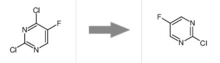 2-氯-5-氟嘧啶的合成反应式
