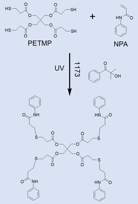 Thiol-ene click reactions of pentaerythritol tetra(3-mercaptopropionate) Article illustration