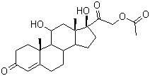 CAS # 50-03-3, Hydrocortisone acetate, Cortisol acetate, Hydrocortisone-21-acetate, Cortisol 21-acetate, 21-Acetoxy-4-pregnene-11b,17a-diol-3,20-dione