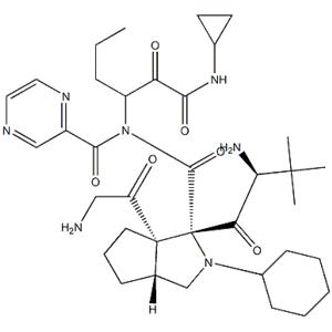 Cyclopenta(c)pyrrole-1-carboxamide, (2S)-2-cyclohexyl-N-(pyrazinylcarbonyl)glycyl-3-methyl-L-valyl-N-((1S)-1-((cyclopropylamino)oxoacetyl)butyl)octahydro-, (1S,3aR,6aS)-