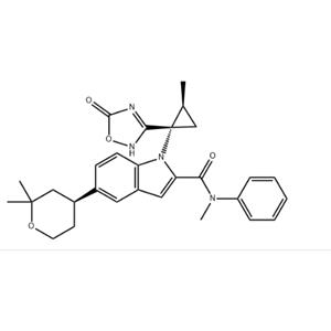 1H-Indole-2-carboxamide, 1-[(1S,2S)-1-(2,5-dihydro-5-oxo-1,2,4-oxadiazol-3-yl)-2-methylcyclopropyl]-N-methyl-N-phenyl-5-[(4S)-tetrahydro-2,2-dimethyl-2H-pyran-4-yl]-