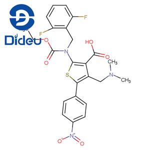 2-((2,6-difluorobenzyl)(ethoxycarbonyl)amino)-4-((dimethylamino)methyl)-5-(4-nitrophenyl)thiophene-3-carboxylic acid