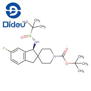 Spiro[2H-indene-2,4'-piperidine]-1'-carboxylic acid, 1-[[(R)-(1,1-dimethylethyl)sulfinyl]amino]-6-fluoro-1,3-dihydro-, 1,1-dimethylethyl ester, (1S)-