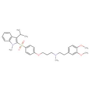 3,4-DIMETHOXY-N-METHYL-N-[3-[4-[[1-METHYL-3-(1-METHYLETHYL)-1H-INDOL-2-YL]SULFONYL]PHENOXY]PROPYL]BENZENEETHANAMINE OXALATE