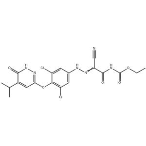 Ethyl (2-cyano-2-(2-(3,5-dichloro-4-((5-isopropyl-6-oxo-1,6-dihydropyridazin-3-yl)oxy)phenyl)hydrazono)acetyl)carbamate