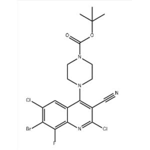 1-Piperazinecarboxylic acid, 4-(7-bromo-2,6-dichloro-3-cyano-8-fluoro-4-quinolinyl)-, 1,1-dimethylethyl ester