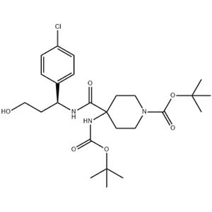 (S)-tert-butyl 4-(tert-butoxycarbonylamino)-4-(1-(4-chlorophenyl)-3-hydroxypropylcarbamoyl)piperidine-1-carboxylate