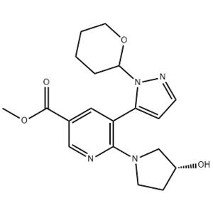 methyl6-((R)-3-hydroxypyrrolidin-1-yl)-5-(1-(tetrahydro-2H-pyran-2-yl)-1H-pyrazol-5-yl)nicotinate?