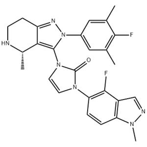 2H-Imidazol-2-one, 1-[(4S)-2-(4-fluoro-3,5-dimethylphenyl)-4,5,6,7-tetrahydro-4-methyl-2H-pyrazolo[4,3-c]pyridin-3-yl]-3-(4-fluoro-1-methyl-1H-indazol-5-yl)-1,3-dihydro-