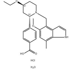 Benzoic acid, 4-[(2S,4S)-4-ethoxy-1-[(5-methoxy-7-methyl-1H-indol-4-yl)methyl]-2-piperidinyl]-, hydrochloride, hydrate