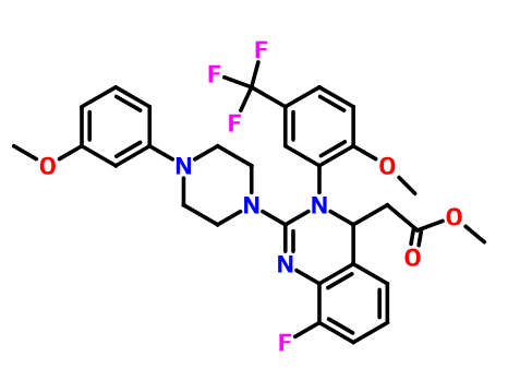 (8-氟-3-(2-甲氧基-5-(三氟甲基)苯基)-2-(4-(3-甲氧基苯基)哌嗪-1-基)-3,4-二氢喹唑啉-4-基)醋酸盐