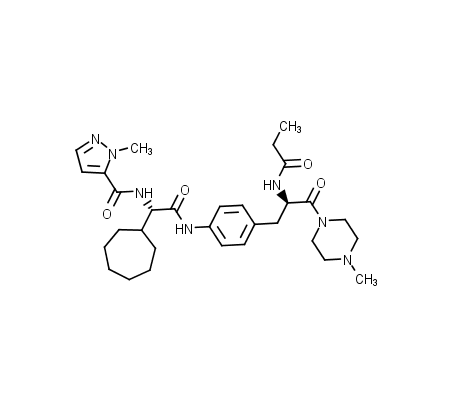 N-[(2R)-3-{4-[(2S)-2-cycloheptyl-2-[(1-methyl-1H-pyrazol-5-yl)formamido]acetamido]phenyl}-1-(4-methylpiperazin-1-yl)-1-oxopropan-2-yl]propanamide