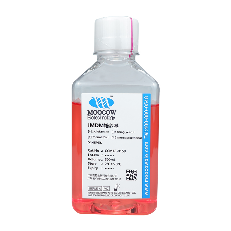 IMDM培养基（含酚红、L-谷氨酰胺、丙酮酸钠和HEPES，不含α-硫代甘油、β-巯基乙醇）