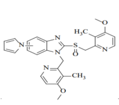 1-(4-甲氧基-3-甲基-吡啶基-2-基-甲基)-2-(4-甲氧基-3-甲基-吡啶基-2-基-甲基-亚磺酰基)-5或6-吡咯-1-基-1H-苯并咪唑