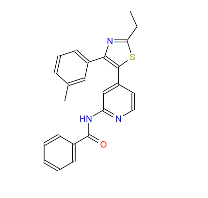 N-(4-(2-乙基-4-(3-甲基苯基)噻唑-5-基)吡啶-2-基)苯甲酰胺 303162-79-0
