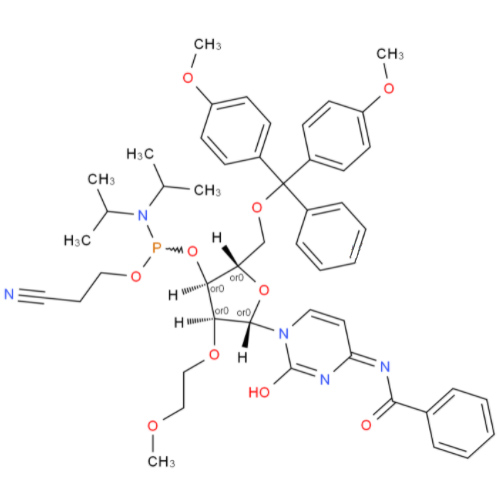 N-苯甲酰基-5'-O-[二(4-甲氧基苯基)苯基甲基]-2'-O-(2-甲氧基乙基)-胞苷 3'-[2-氰基乙基二异丙基氨基膦酸酯]