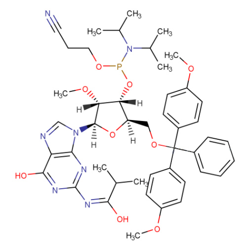 5'-O-(4,4-二甲氧基三苯甲基)-2'-O-甲基-N-异丁酰基鸟苷-3'-(2-氰基乙基-N,N-二异丙基)亚磷酰胺