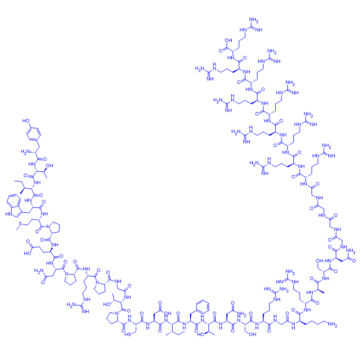 嵌合狂犬病毒糖蛋白片段肽/1678417-57-6/RVG-9R/Rabies Virus Glycoprotein (194-221) Nonaarginine Chimer, Chimeric Rabies Virus Glycoprotein Fragment (RVG-9R)
