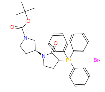 ((3'R)-1'-叔丁氧羰基-2-氧代(1,3'-联吡咯烷)-3-基)三苯基溴化鏻 400045-51-4