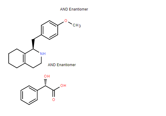 (S)-乙醇酸与(R)-1，2，3，4，5，6，7，8-八氢-1-[(4-甲氧基苯基)甲基]异喹啉的化合物(1:1) 94992-57-1
