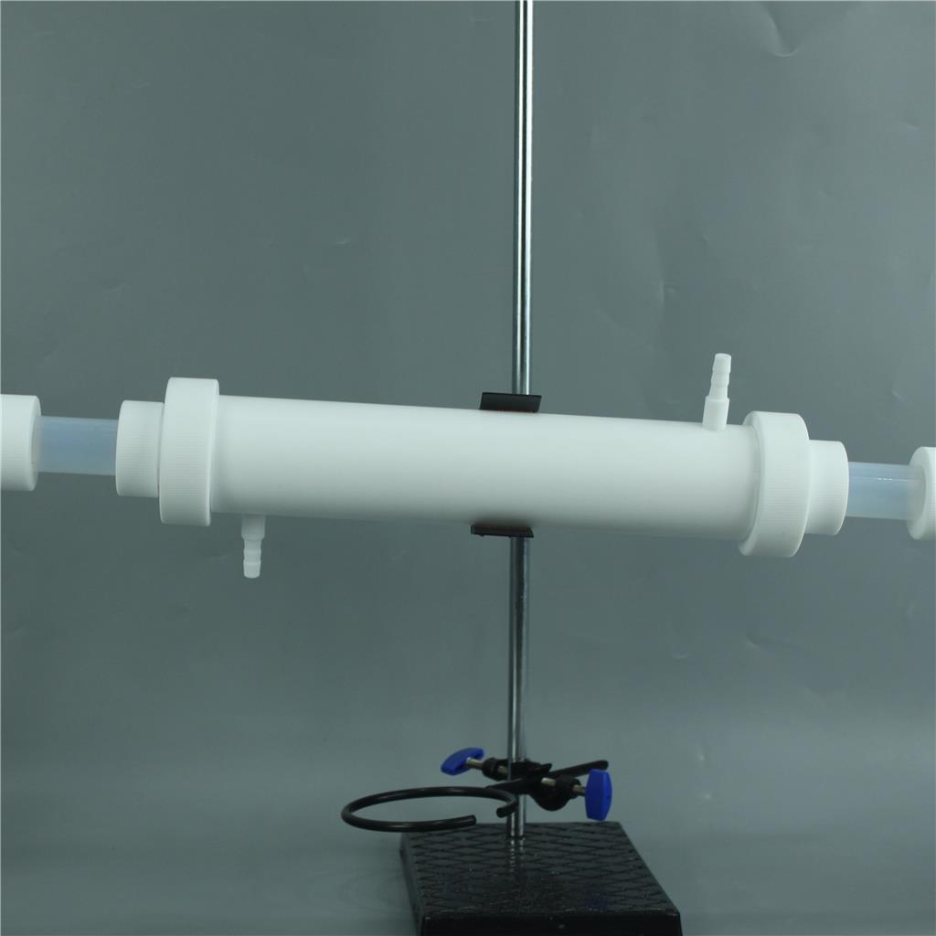 高纯四氟材质蒸馏冷凝装置包含烧瓶冷凝器收集瓶带夹套耐腐蚀可定制