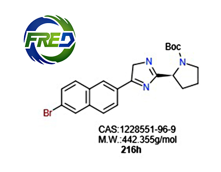 (S)-2-(5-(6-溴萘-2-基)-1H-咪唑-2-基)吡咯烷-1-羧酸叔丁酯 1228551-96-9