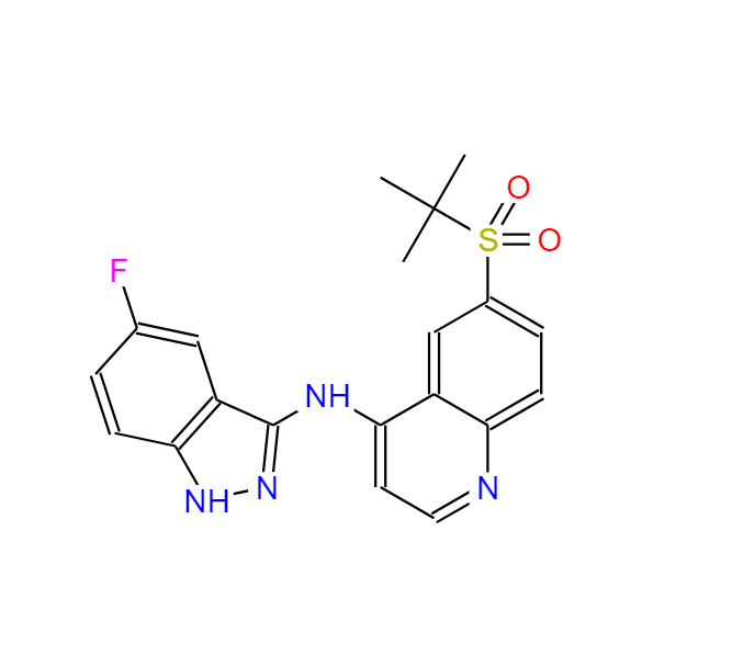 6-(叔丁基磺酰基)-N-(5-氟-1H-吲唑-3-基)喹啉-4-胺 1346547-00-9