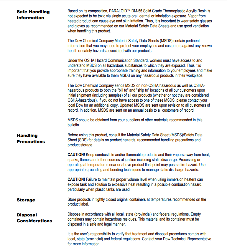 美国陶氏DM-55固体级热塑性丙烯酸树脂DM55