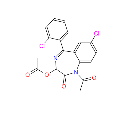 1-乙酰基-3-(乙酰氧基)-7-氯-5-(2-氯苯基)-1,3-二氢-2H-1,4-苯并二氮杂卓-2-酮 18878-17-6
