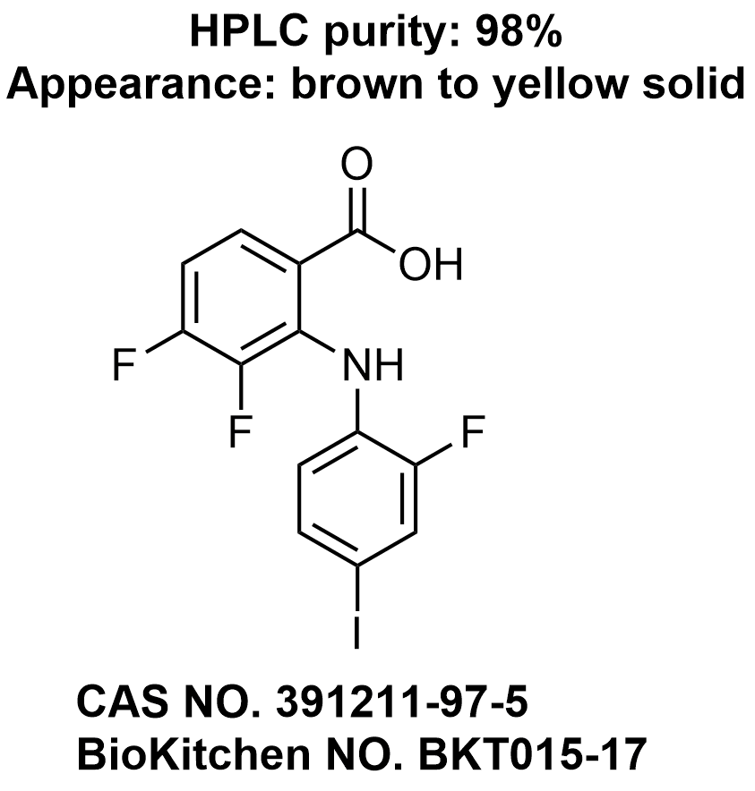 3,4-二氟-2-((2-氟-4-碘苯基)氨基)苯甲酸 391211-97-5