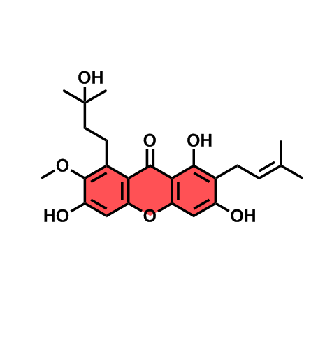 107390-08-9；1,3,6-三羟基-8-(3-羟基-3-甲基丁基)-7-甲氧基-2-(3-甲基丁-2-烯-1-基)-9H-氧杂蒽-9-酮