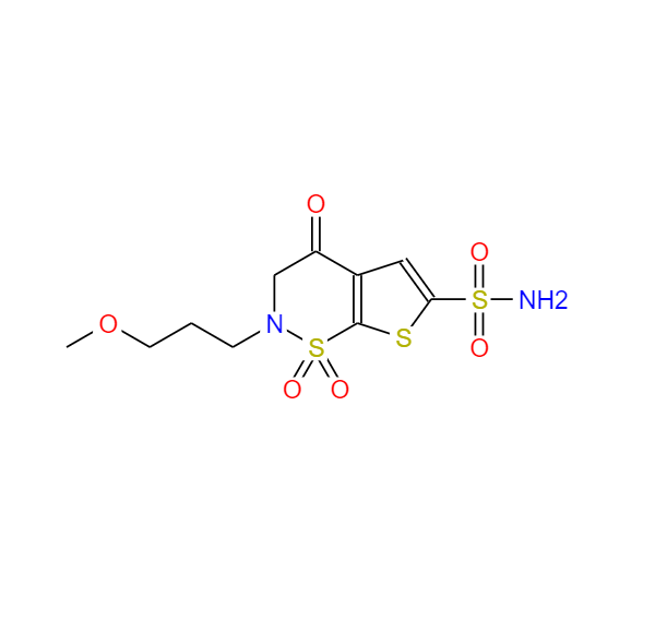 3,4-二氢-2-(3-甲氧基丙基)-4-氧代-2H-噻吩并[3,2-E]-1,2-噻嗪-6-磺酰胺 1,1-二氧化物 154127-41-0