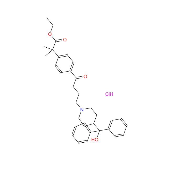 4-{4-[4-(羟基二苯甲基)-1-哌啶基]-1-氧代丁基}-alpha,alpha-二甲基苯乙酸乙酯盐酸盐 76811-96-6
