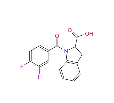 1-(3,4-difluorobenzoyl)-2,3-dihydro-1H-indole-2-carboxylic acid 1186015-79-1