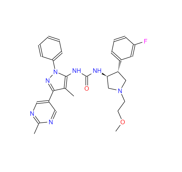 Urea, N-[(3S,4R)-4-(3-fluorophenyl)-1-(2-methoxyethyl)-3-pyrrolidinyl]-N'-[4-methyl-3-(2-methyl-5-pyrimidinyl)-1-phenyl-1H-pyrazol-5-yl]- 1824664-89-2