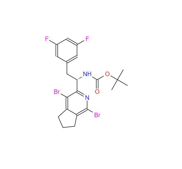 tert-butyl N-[(1S)-1-(1,4-dibromo-6,7-dihydro-5H-cyclopenta[c]pyridin-3-yl)-2-(3,5-difluorophenyl)ethyl]carbamate 2648348-86-9
