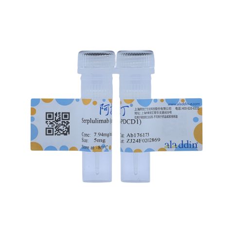 aladdin 阿拉丁 Ab176173 Serplulimab (anti-PDCD1) 2231029-82-4 Purity>95% (SDS-PAGE&SEC); Endotoxin Level<1.0EU/mg; Human IgG4SP; CHO; ELISA, FACS, Functional assay, Animal Model; Unconjugated