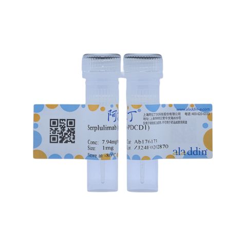 aladdin 阿拉丁 Ab176173 Serplulimab (anti-PDCD1) 2231029-82-4 Purity>95% (SDS-PAGE&SEC); Endotoxin Level<1.0EU/mg; Human IgG4SP; CHO; ELISA, FACS, Functional assay, Animal Model; Unconjugated