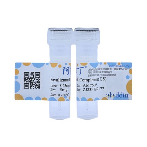 aladdin 阿拉丁 Ab176615 Ravulizumab (anti-Complement C5) 1803171-55-2 Purity>95% (SDS-PAGE&SEC); Endotoxin Level<1.0EU/mg; Human IgG2; CHO; ELISA, FACS, Functional assay, Animal Model; Unconjugated