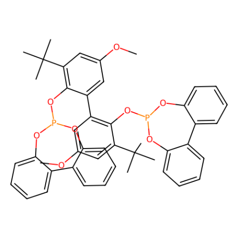 aladdin 阿拉丁 D281826 6,6'-[(3,3'-二叔丁基-5,5'-二甲氧基-1,1'-联苯基-2,2’-二基)双(氧)]双(二苯并[d,f][1,3,2]二噁膦杂庚英) 半乙基乙酸酯络合物 BIPHEPHOS 121627-17-6 95%