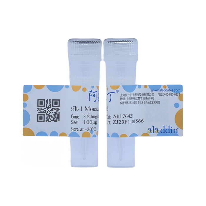 aladdin 阿拉丁 Ab176421 sFlt-1 Mouse mAb mAb(1E4-6); Mouse anti Human sFlt-1 Antibody; Capture or Detection Antibody, ELISA, CLIA, LF, GICA, FIA; Unconjugated
