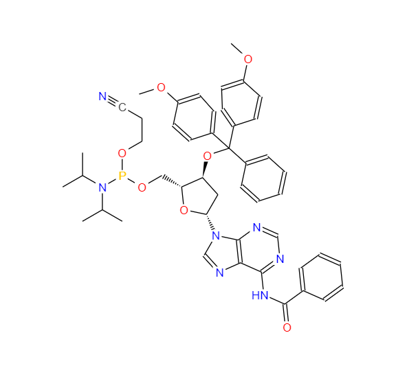 N-苯甲酰基-5'-O-[(二异丙基氨基)-(2-氰基乙氧基)氧磷基]-3'-O-(4,4'-二甲氧基三苯甲基)-2'-脱氧腺苷 140712-82-9