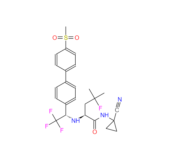 (2S)-N-(1-氰基环丙基)-4-氟-4-甲基-2-[[(1S)-2,2,2-三氟-1-[4'-(甲基磺酰基)[1,1'-联苯]-4-基]乙基]氨基]戊酰胺 603139-19-1